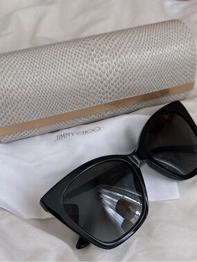 Jimmy Choo Black Gloss Cat-Eye Sunglasses